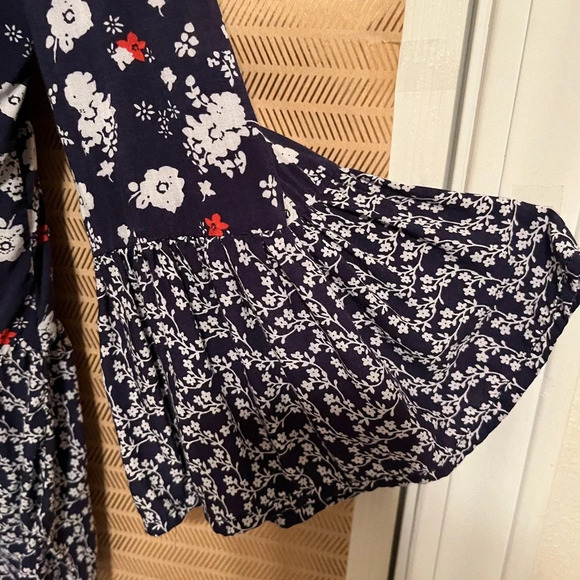NAVY FLORAL BLOUSE~PEPLEM~XL - Picture 4 of 7
